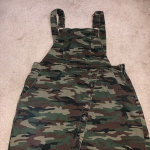 Forever 21 Denim Camo Overall Mini Skirt